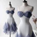 Unique Mermaid Spaghetti Straps Chiffon Pleated Short Prom Dress,Homecoming Dress,Evening Dress GG2341