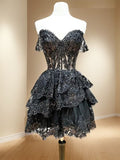 Elegant A Line Off The Shoulder Tulle Lace Short Prom Dress,Homecoming Dress,Evening Dress GG2345