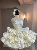 Lovely A Line Strapless Satin Short Prom Dress,Homecoming Dress,Birthday Dress GG2349