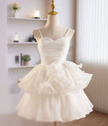 Cute A Line Spaghetti Straps Chiffon Pleaded Short Prom Dress,Homecoming Dress,Birthday Dress GG2350