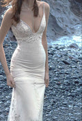 Stunning Mermaid Spaghetti Straps Satin Tulle Beaded Long Prom Dress,Party Dress,Evening Dress GG2375