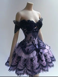 Delicate A Line Off The Shoulder Tulle Beaded Short Prom Dress,Homecoming Dress,Birthday Dress GG2431