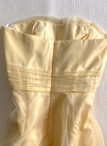 Pretty Pastel Yellow A Line Starpless Chiffon Short Prom Dress,Homecoming Dress,Birthday Dress GG3218