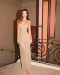 Shiny Mermaid Spaghetti Straps Light Champagne Tulle Sequin Long Prom Dress, Party Dress, Evening Dress GG2460