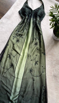 Classy A Line Halter Satin Tulle Beaded Long Prom Dress, Party Dress, Evening Dress GG2494