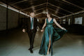Classy A Line V Neck Dark Green Satin Long Prom Dress, Party Dress, Evening Dress GG2497