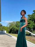 Classy Mermaid Spaghetti Straps Dark Green Velvet Long Prom Dress, Party Dress, Evening Dress GG2524