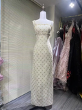 Unique Mermaid Spaghetti Straps Satin Sequin Long Prom Dress, Party Dress, Evening Dress GG2539