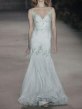 Stunning Mermaid Spaghetti Straps Chiffon Sequin Long Prom Dress, Party Dress, Evening Dress GG2542