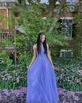 Elegant A Line Spaghetti Straps Tulle Sequin Long Prom Dress, Party Dress, Evening Dress GG2551
