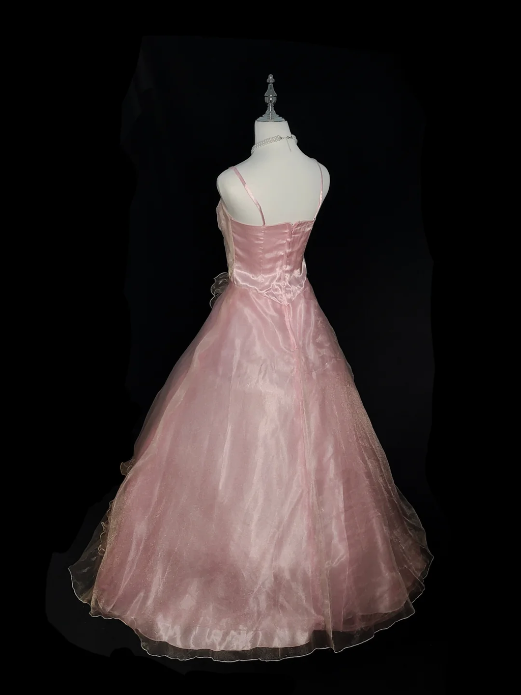 Cute A line Spaghetti Straps Satin Tulle Beaded Long Prom Dress, Party Dress, Evening Dress GG2574