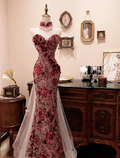 Stunning Mermaid Sweetheart Satin Flowers Long Prom Dress, Party Dress, Evening Dress GG2607
