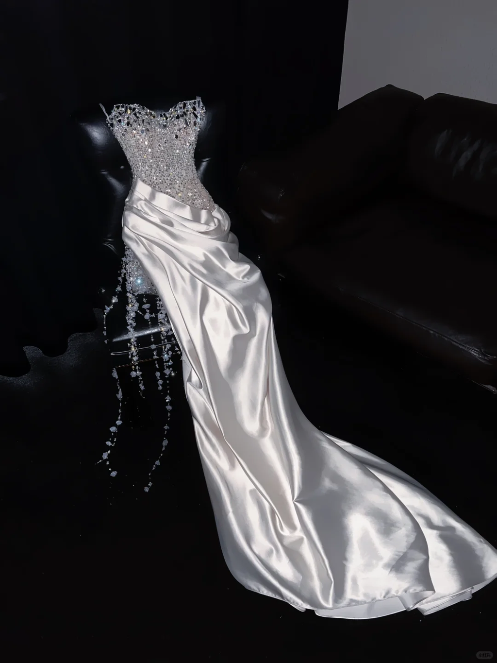Stunning Mermaid Strapless Satin Beaded Long Prom Dress, Party Dress, Evening Dress GG2609