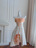 Stunning A Line Spaghetti Straps Satin Applique Short Prom Dress,Homecoming Dress,Birthday Dress GG2635