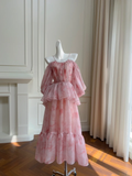 Unique A Line Halter Chiffon Printing Long Prom Dress, Party Dress, Evening Dress GG2638