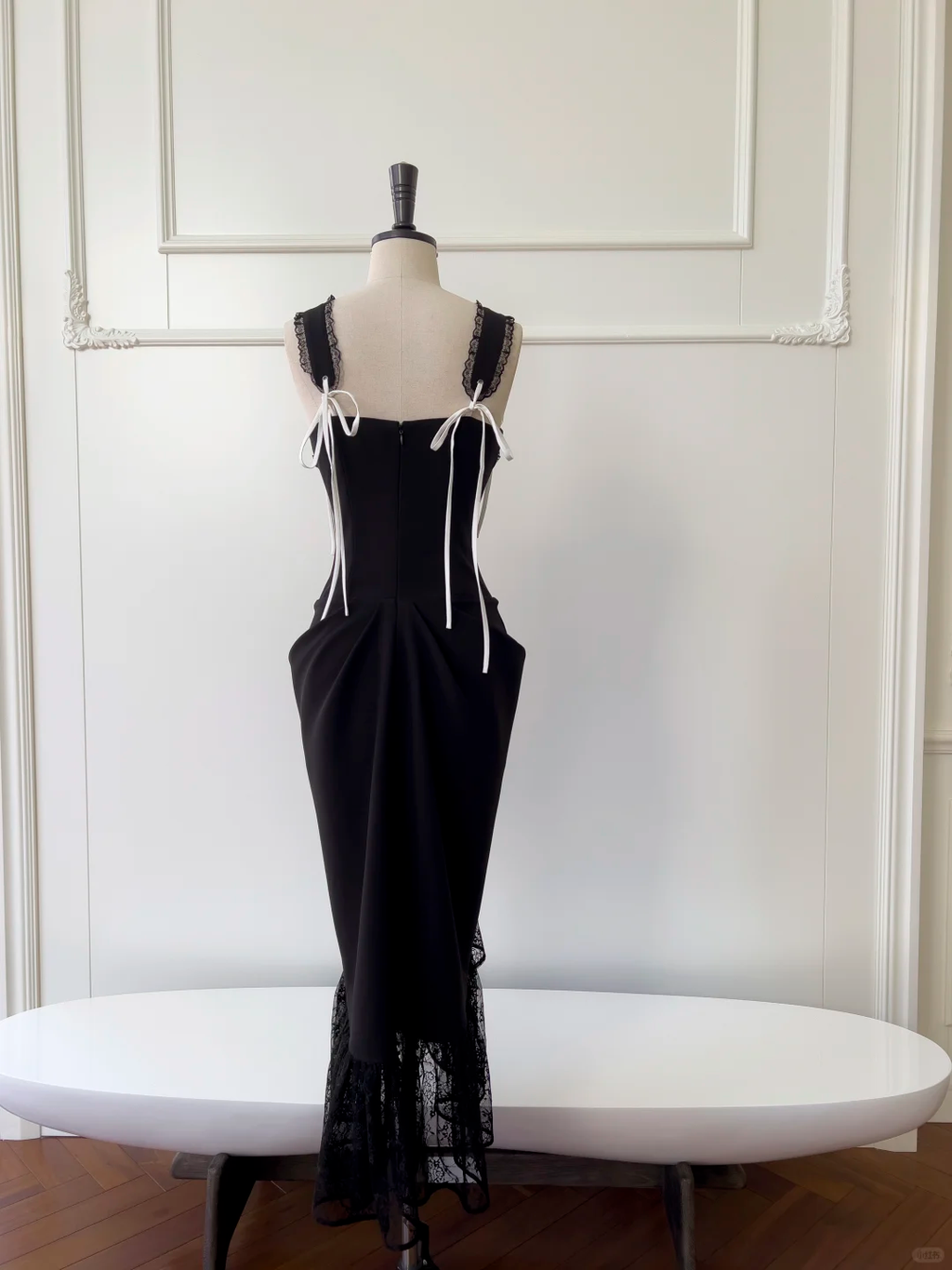 Chic Mermaid Black Satin Lace Long Prom Dress, Party Dress, Evening Dress GG2652