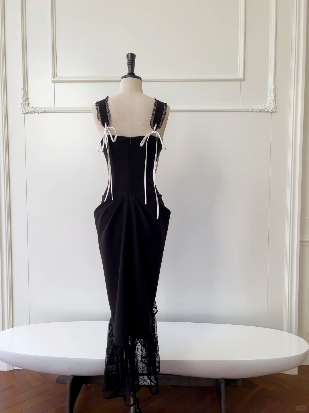 Chic Mermaid Black Satin Lace Long Prom Dress, Party Dress, Evening Dress GG2652