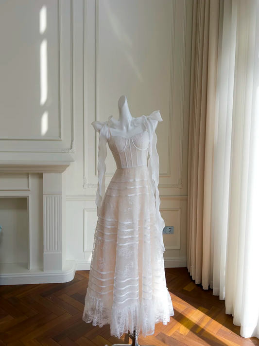 Fairy A Line Spaghetti Straps Satin Tulle Lace Long Prom Dress, Party Dress, Evening Dress GG2654