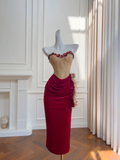 Stunning Mermaid Strapless Satin Applique Pleated Long Prom Dress, Party Dress, Evening Dress GG2680