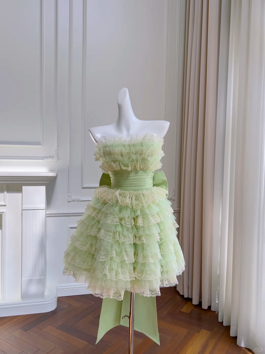 Cute A Line Strapless Tulle Lace Short Prom Dress,Homecoming Dress,Birthday Dress GG2750