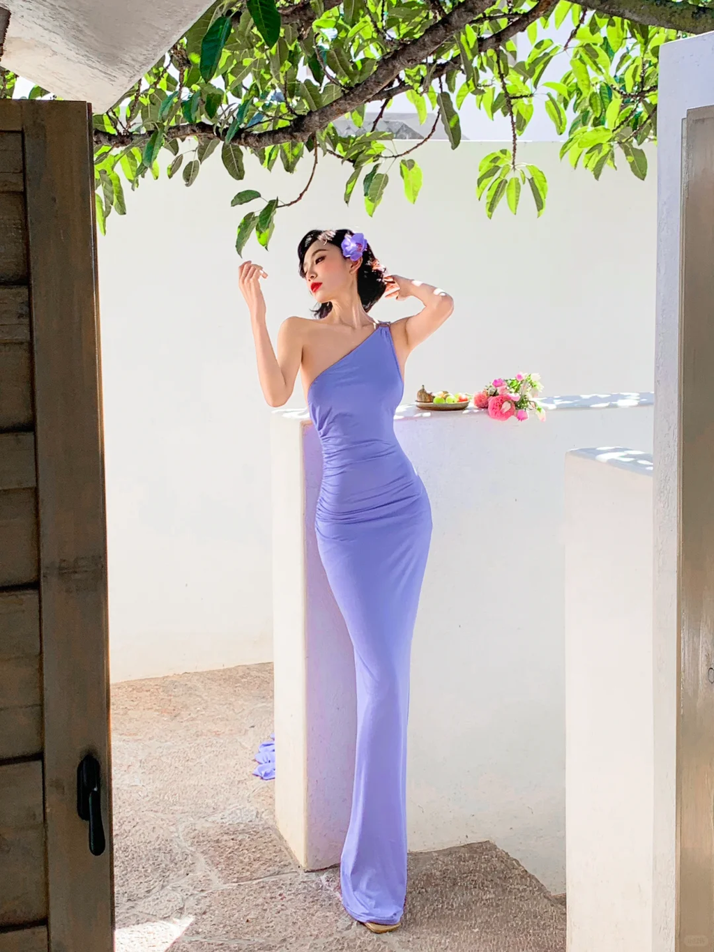 Chic Mermaid One Shoulder Lilac Satin Long Prom Dress, Party Dress, Evening Dress GG2761