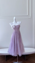 Chic A Line Spaghetti Straps Satin Tulle Polka Dots Long Prom Dress, Party Dress, Evening Dress GG2781