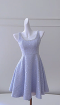 Pretty A Line Square Lavender Satin Sequin Short Prom Dress,Homecoming Dress,Birthday Dress GG2797