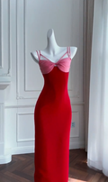 Sexy Mermaid Spaghetti Straps Red Satin Long Prom Dress, Party Dress, Evening Dress GG2811