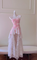 Cute A Line Halter Satin Chiffon Lace Long Prom Dress, Party Dress, Evening Dress GG2813