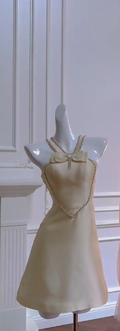 Cuite A Line Halter Satin Beaded Short Prom Dress,Homecoming Dress,Birthday Dress GG2815