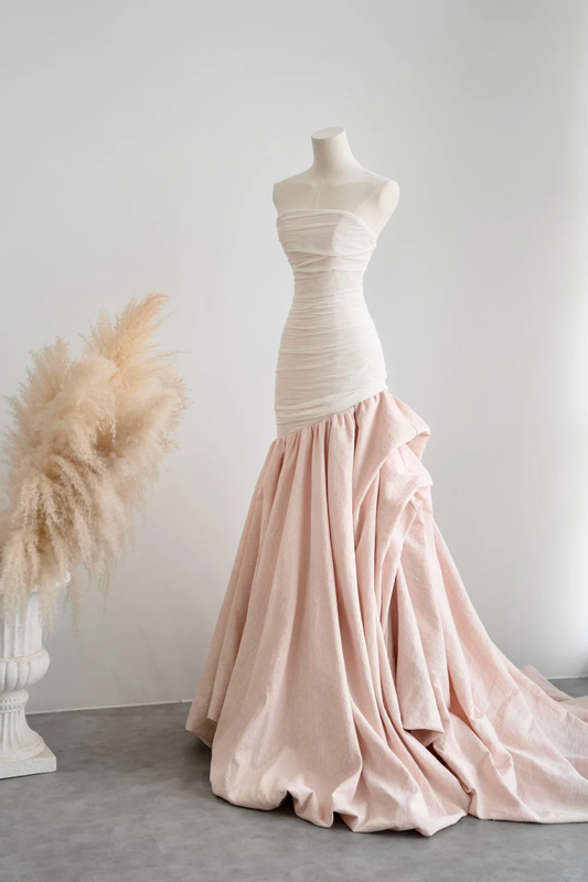 Classy Mermaid Strapless Satin Long Prom Dress, Party Dress, Evening Dress GG2816