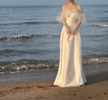 Classy A Line Off The Shoulder White Satin Tulle Embroidered Long Prom Dress, Party Dress, Evening Dress GG2843