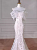 Dreamy Mermaid Off The Shoulder Tulle Lace Wedding Dress GG2937