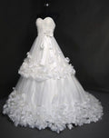 Classy Elegant A Line Sweetheart White Tulle Applique Long Wedding Dress GG3009