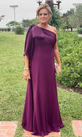 Unique One Shoulder A Line Satin Long Mother Of Bride Dress,Evening Dress GG3028