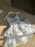 Classy A Line Spaghetti Straps Chiffon Printing Short Prom Dress,Homecoming Dress,Birthday Dress GG3094