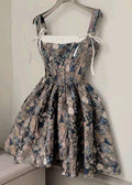Unique A Line Square Satin Printing Short Prom Dress,Homecoming Dress,Birthday Dress GG3100