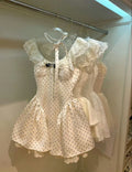 Polka Dots A Line Low Collar Satin Short Prom Dress,Homecoming Dress,Birthday Dress GG3129
