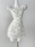 Unique A Line Off The Shoulder Satin Floral Printing Short Prom Dress,Homecoming Dress,Birthday Dress GG3132