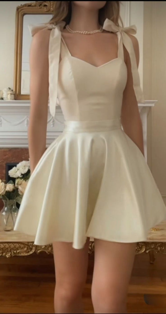 Cute A Line Spaghetti Straps Satin Short Prom Dress,Homecoming Dress,Birthday Dress GG3156