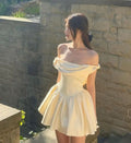 Cute A Line Off The Shoulder Satin Short Prom Dress,Homecoming Dress,Birthday Dress GG3172
