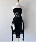 Sexy Black A Line Strapless Satin Tulle Short Prom Dress,Homecoming Dress,Birthday Dress GG3191