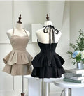Chic A Line Halter Straps Satin Short Prom Dress,Homecoming Dress,Birthday Dress GG3211