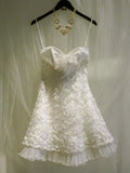 Sweet A Line Spaghetti Starps Chiffon Applique Short Prom Dress,Homecoming Dress,Birthday Dress GG3221