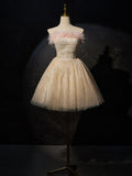 Cute Ball Gown Starpless Tulle Sequin Short Prom Dress,Homecoming Dress,Birthday Dress GG3226