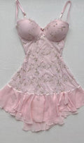 Pretty A Line Spaghetti Straps Pink Chiffon Applique Short Prom Dress,Homecoming Dress,Birthday Dress GG3258