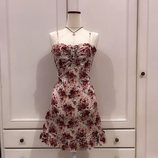 Cute A Line Spaghetti Straps Chifffon Floral Short Prom Dress,Homecoming Dress,Birthday Dress GG3272