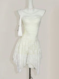 Pretty A Line Strapless Lace Short Prom Dress,Homecoming Dress,Birthday Dress GG3286