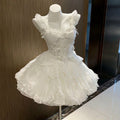 Cute Ball Gown Spaghetti Straps Chiffon Lace Short Prom Dress,Homecoming Dress,Birthday Dress GG3294