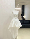 Unique A Line Strapless Chiffon Bow Short Prom Dress,Homecoming Dress,Birthday Dress GG3296